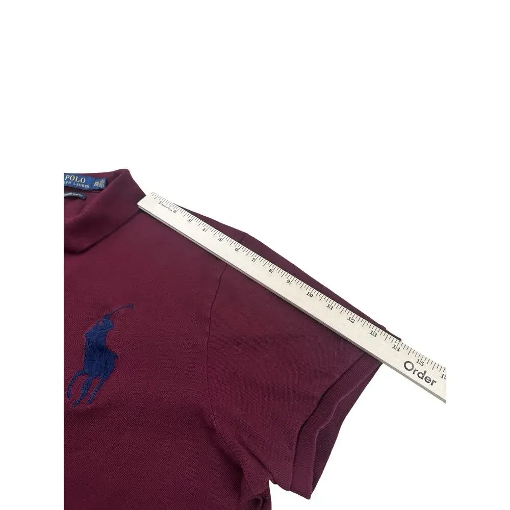 Polo Ralph Lauren Polo Shirt Men's XXL Burgundy Big Pony 3 Patch Custom Slim Fit